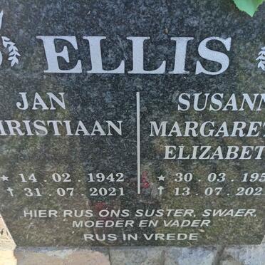 ELLIS Jan Christiaan 1942-2021 & Susanna Margaretha Elizabeth 1953-2021