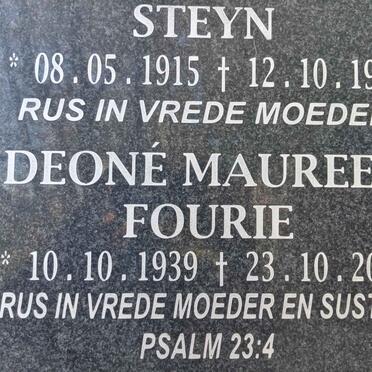 STEYN ? 1915-1999 :: FOURIE Deone Maureen 1939-2010
