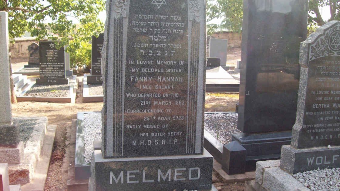 MELMED Fanny Hannah nee SHEAR  -1963