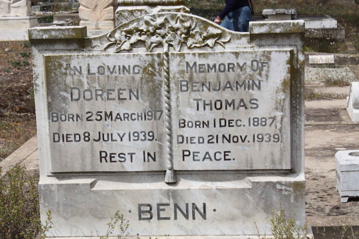 BENN Benjamin Thomas 1887-1939 :: BENN Doreen 1917-1939