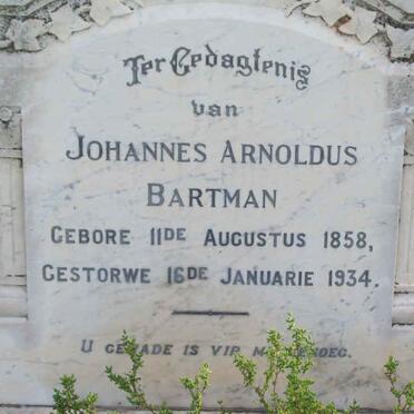 BARTMAN Johannes Arnoldus 1858-1934