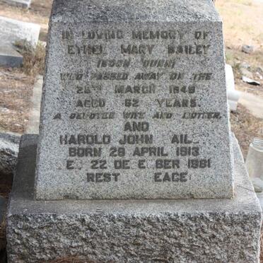 BAILEY Harold John 1913-1981 :: Ethel Mary DUNN -1949