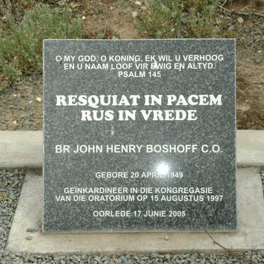 BOSHOFF John Henry 1949-2005