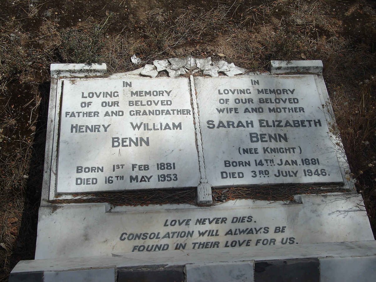 BENN Henry William 1881-1953 &amp; Sarah Elizabeth KNIGHT 1881-1946