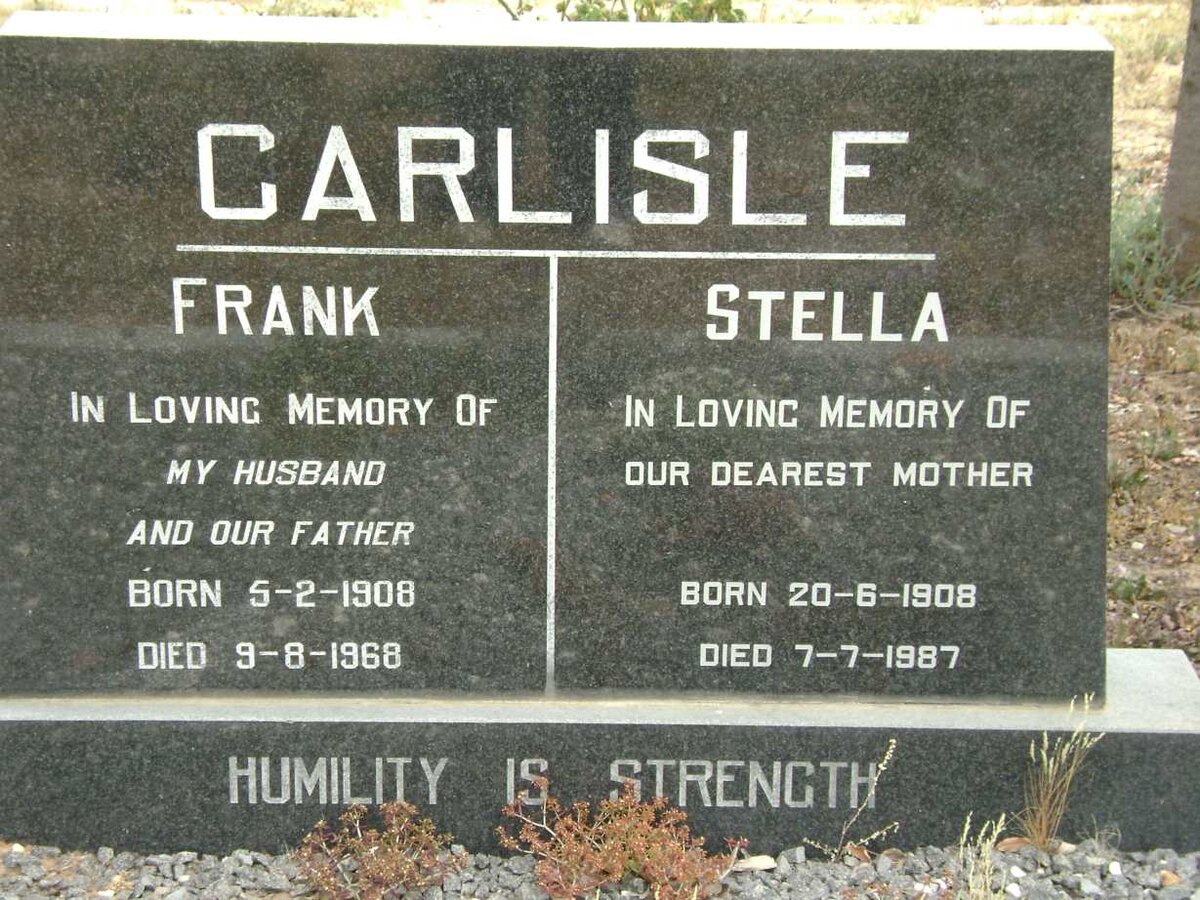 CARLISLE Frank 1908-1968 &amp; Stella 1908-1987