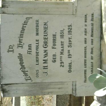 GREUNEN J.H.M., van nee FOURIE 1851-1925