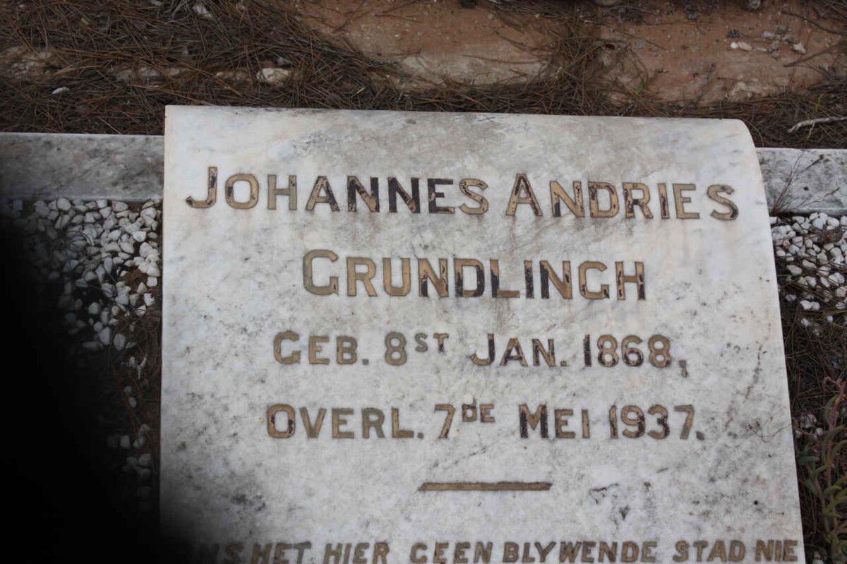 GRUNDLINGH Johannes Andries 1868-1937
