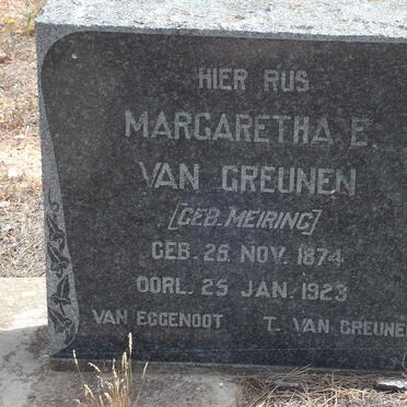 GREUNEN Margaretha E., van nee MEIRING 1874-1923