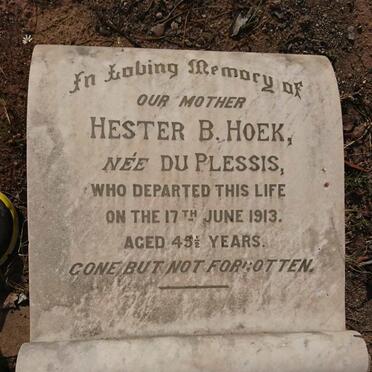 HOEK Hester B. nee DU PLESSIS -1913