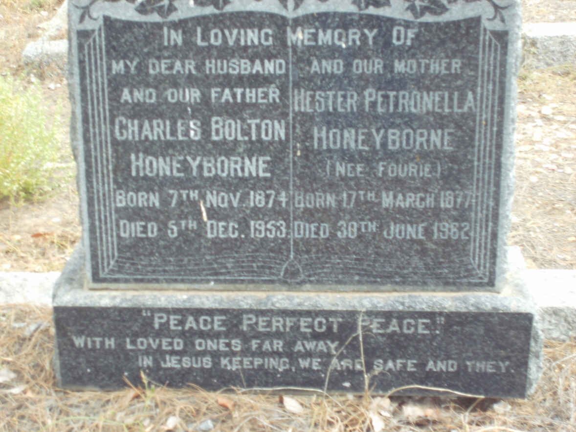 HONEYBORNE Charles Bolton 1874-1953 &amp; Hester Petronella FOURIE 1877-1962