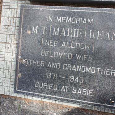 KEAN J.M.T nee ALCOCK 1871-1943