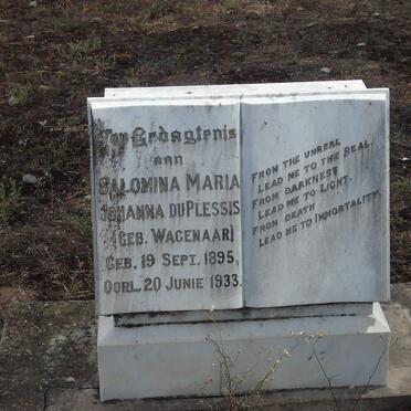 PLESSIS Salomina Maria Johanna, du nee WAGENAAR 1895-1933
