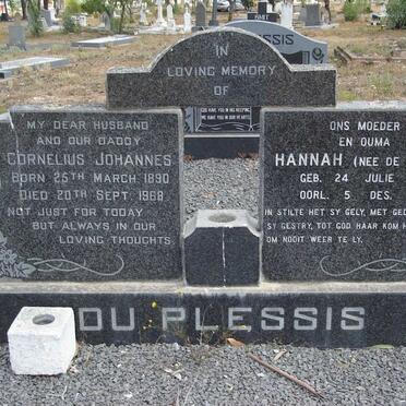 PLESSIS Cornelius Johannes, du 1890-1968 &amp; Hannah DE VILLIERS 1907-1996