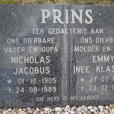 PRINS Nicholas Jacobus 1905-1989 &amp; Emmy KLASSEN 1906-1980
