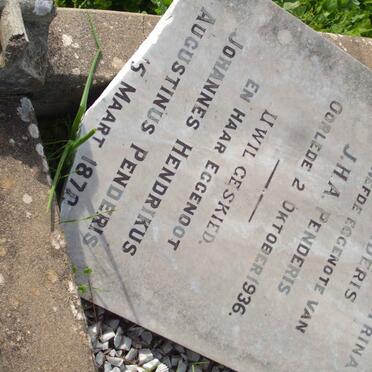 PENDERIS Johannes Hendrikus Augustinus 1870-1938 &amp; Magdalena Katrina -1936 