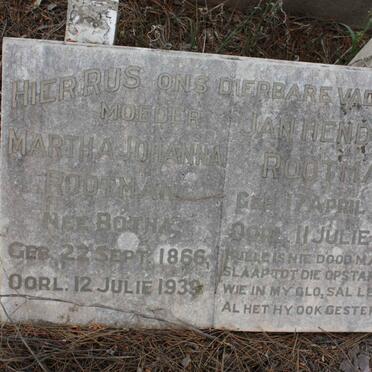 ROOTMAN Jan Hendrik 1864-1939 &amp; Martha Johanna BOTHA 1866-1939