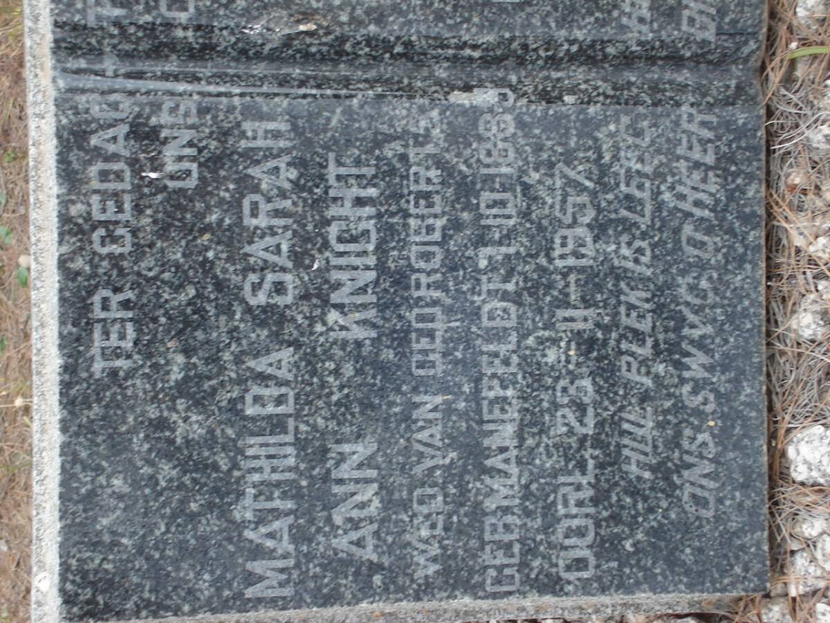 KNIGHT Mathilda Sarah Ann, formerly ROBERTS nee MANEFELDT 1883-1957