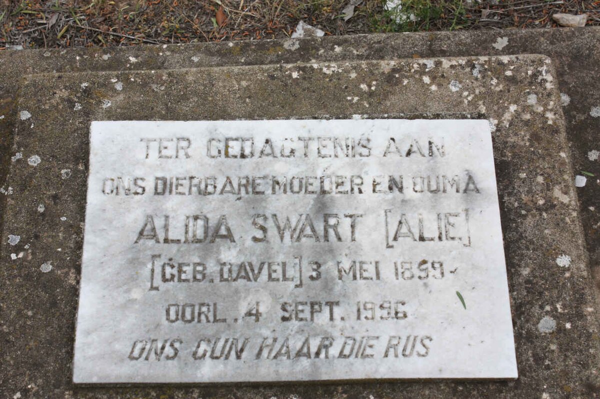 SWART Alida nee DAVEL 1899-1996