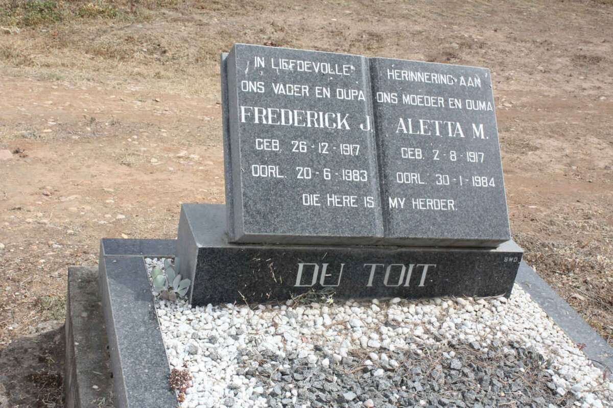 TOIT Frederick, du 1917-1983 &amp; Aletta M. 1917-1984