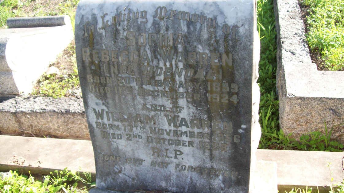WARREN William 1856-1928  &amp; Sophia Rebecca ODENDAL 1859-1924