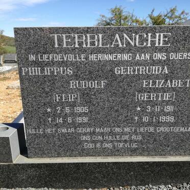TERBLANCHE Philippus Rudolf 1905-1991 &amp; Gertruida Elizabeth 1911-1999