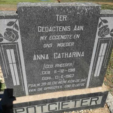 POTGIETER Anna Catharina nee RHEEDER 1918-1967