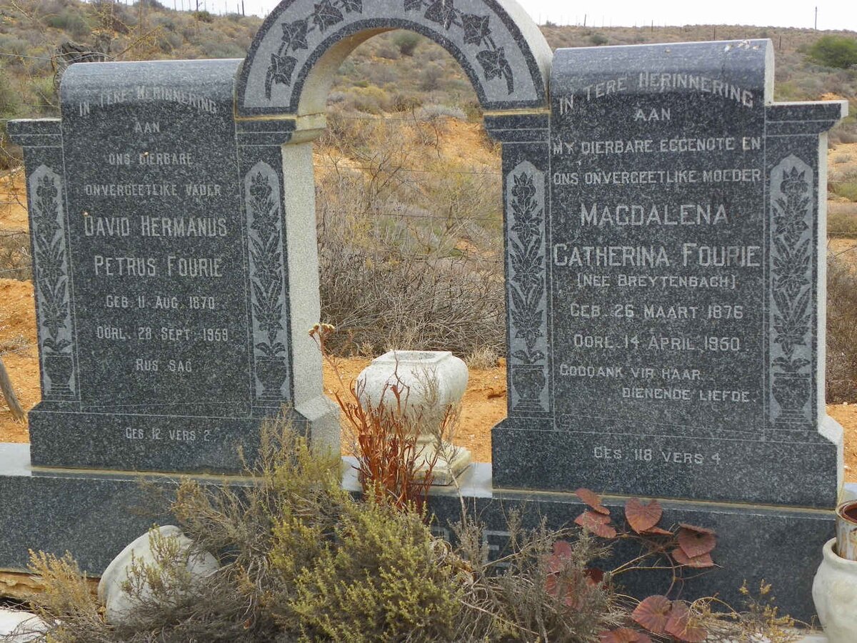 FOURIE David Hermanus Petrus 1870-1959 &amp; Magdalena Catherina BREYTENBACH 1876-1950