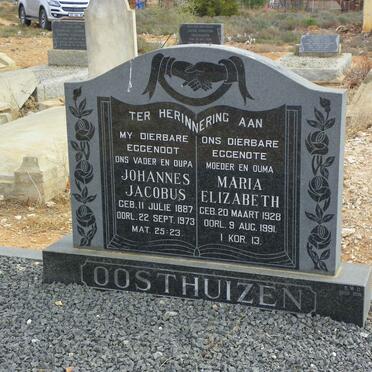 OOSTHUIZEN Johannes Jacobus 1887-1973 &amp; Maria Elizabeth 1928-1991