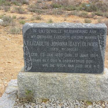 OLIVIER Elizabeth Johanna nee WESSELS 1899-1954