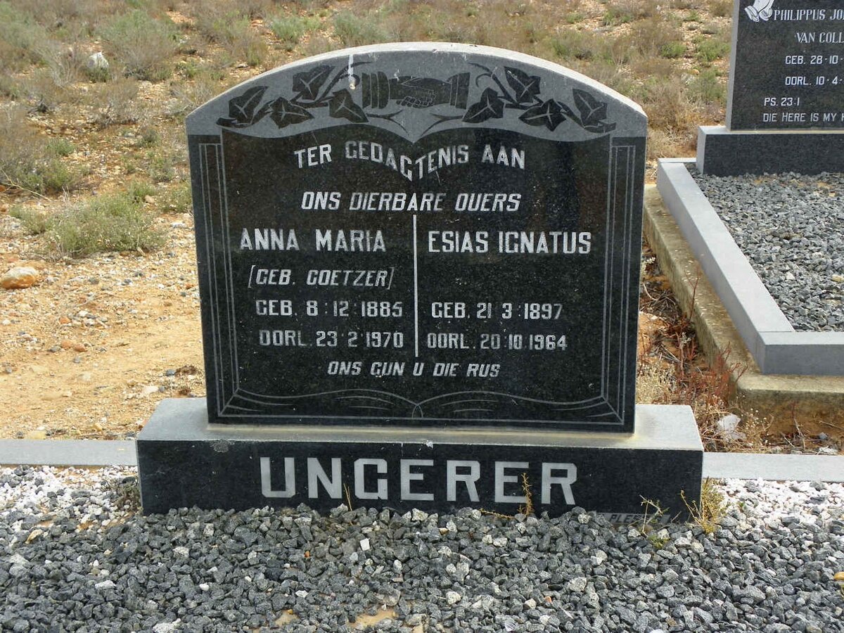 UNGERER Esias Ignatius 1897-1964 &amp; Anna Maria COETZER 1885-1970