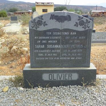 OLIVIER Ockert Petrus J. 1879-1967 &amp; Sarah Susanna CLAASSEN 1881-1862
