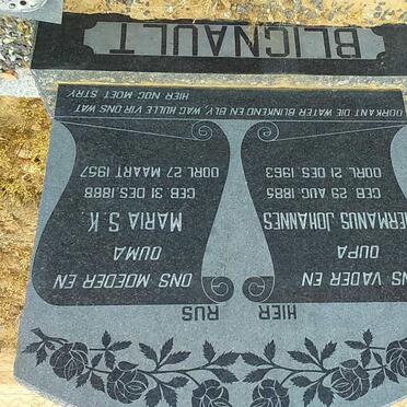 BLIGNAULT Hermanus Johannes 1885-1963 &amp; Maria S.K. 1888-1957