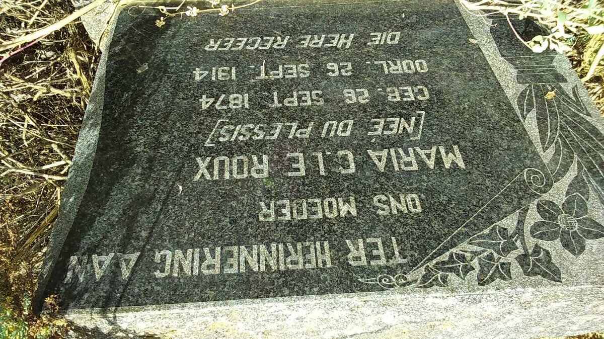 ROUX Maria C., le nee DU PLESSIS 1874-1914