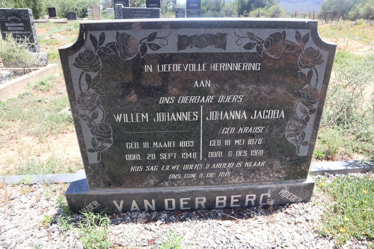 BERG Willem Johannes, van der 1889-1948 &amp; Johanna Jacoba KRAUSE 1870-1960