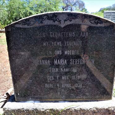 SERFONTEIN Johanna Maria nee KAMFER 1879-1938
