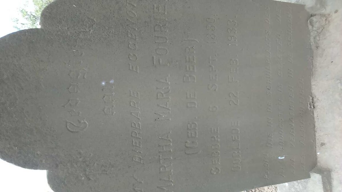 FOURIE Martha Maria nee DE BEER 1880-1933