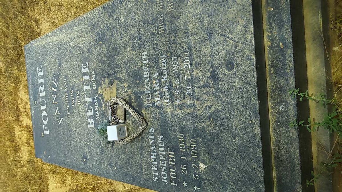 FOURIE Stephanus Josephus 1930-1990 &amp; Elizabeth Maria KOTZÉ 1937-2011
