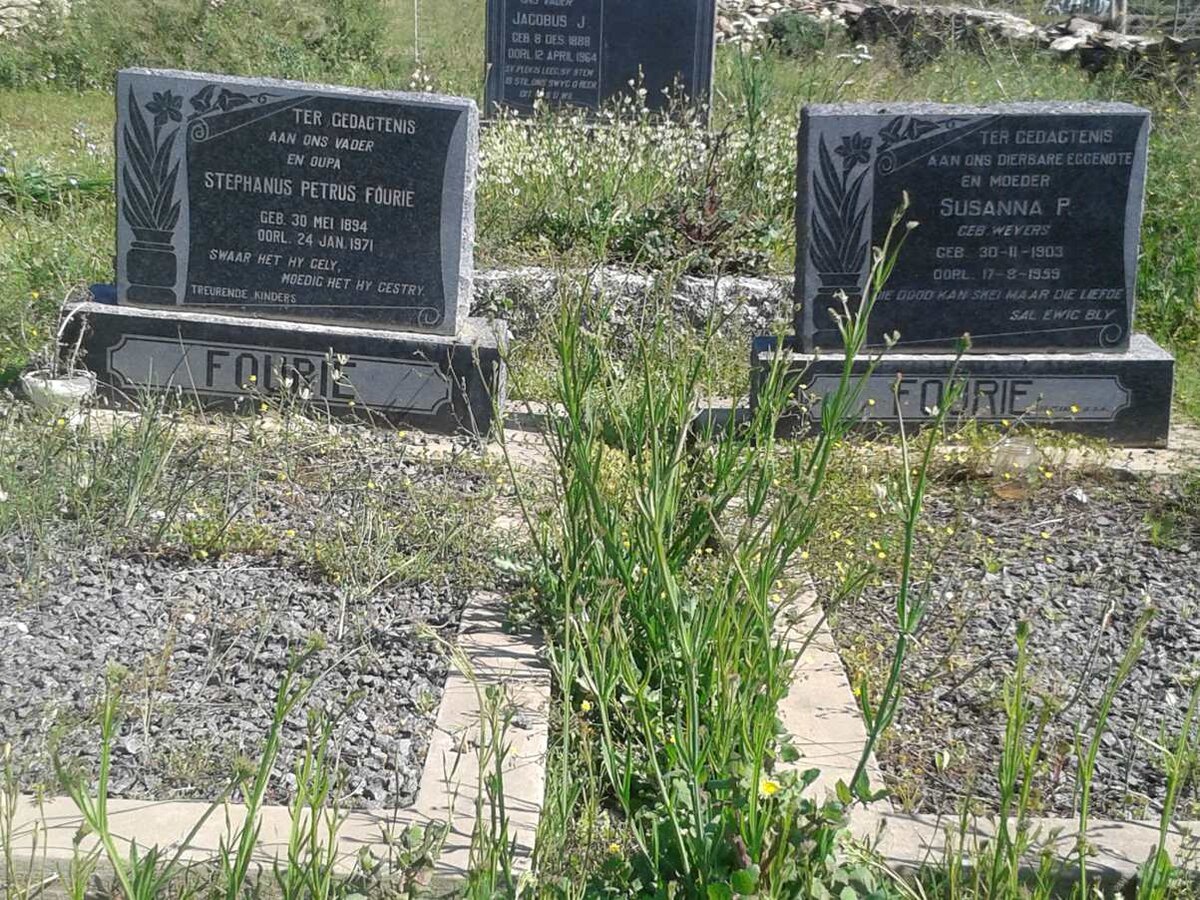 FOURIE Stephanus Petrus 1894-1971 &amp; Susanna P. WEYERS 1903-1959