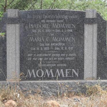 MOMMEN Isadore 1893-1948 &amp; Maria C. VAN ANTWERPEN 1893-1947