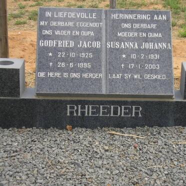 RHEEDER Godfried Jacob 1925-1995 &amp; Susanna Johanna 1931-2003