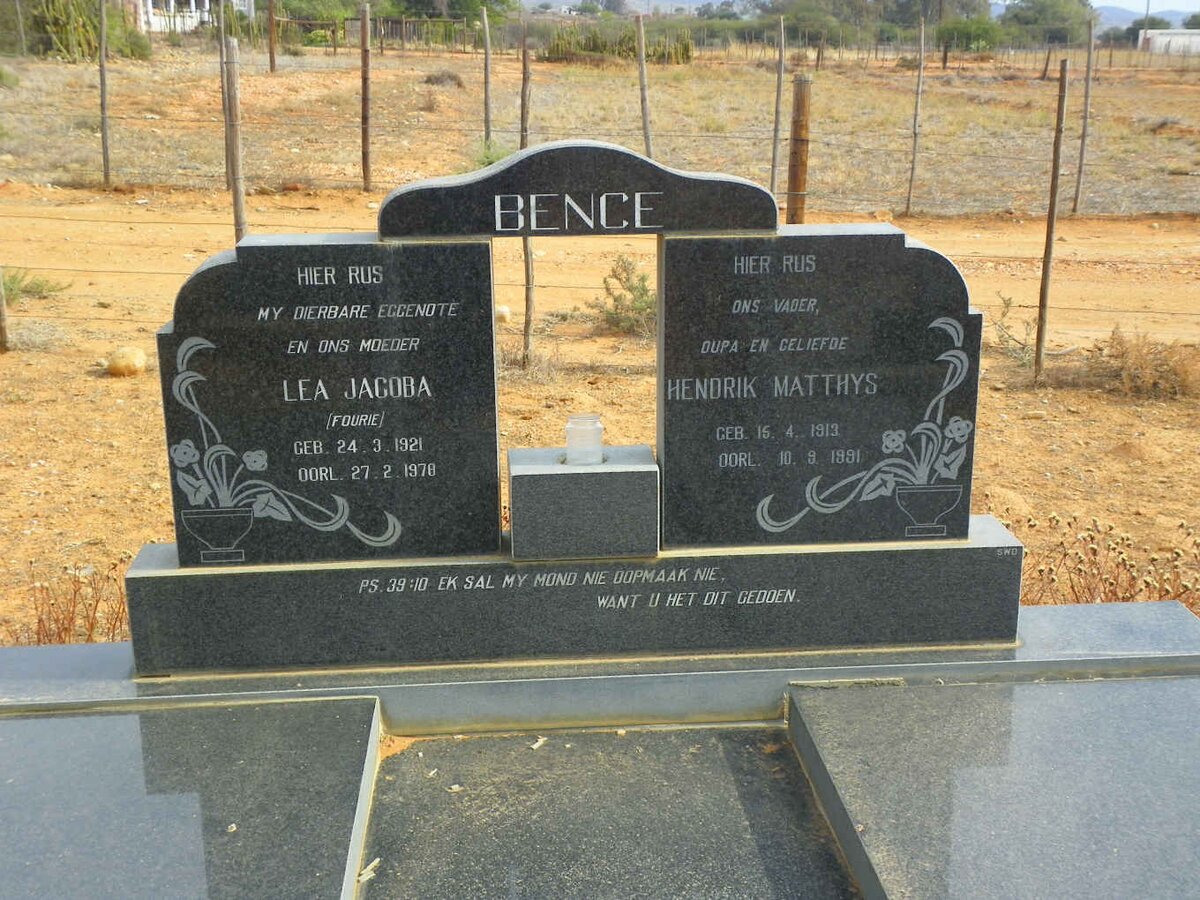 BENCE Hendrik Matthys 1913-1991 &amp; Lea Jacoba FOURIE 1921-1978