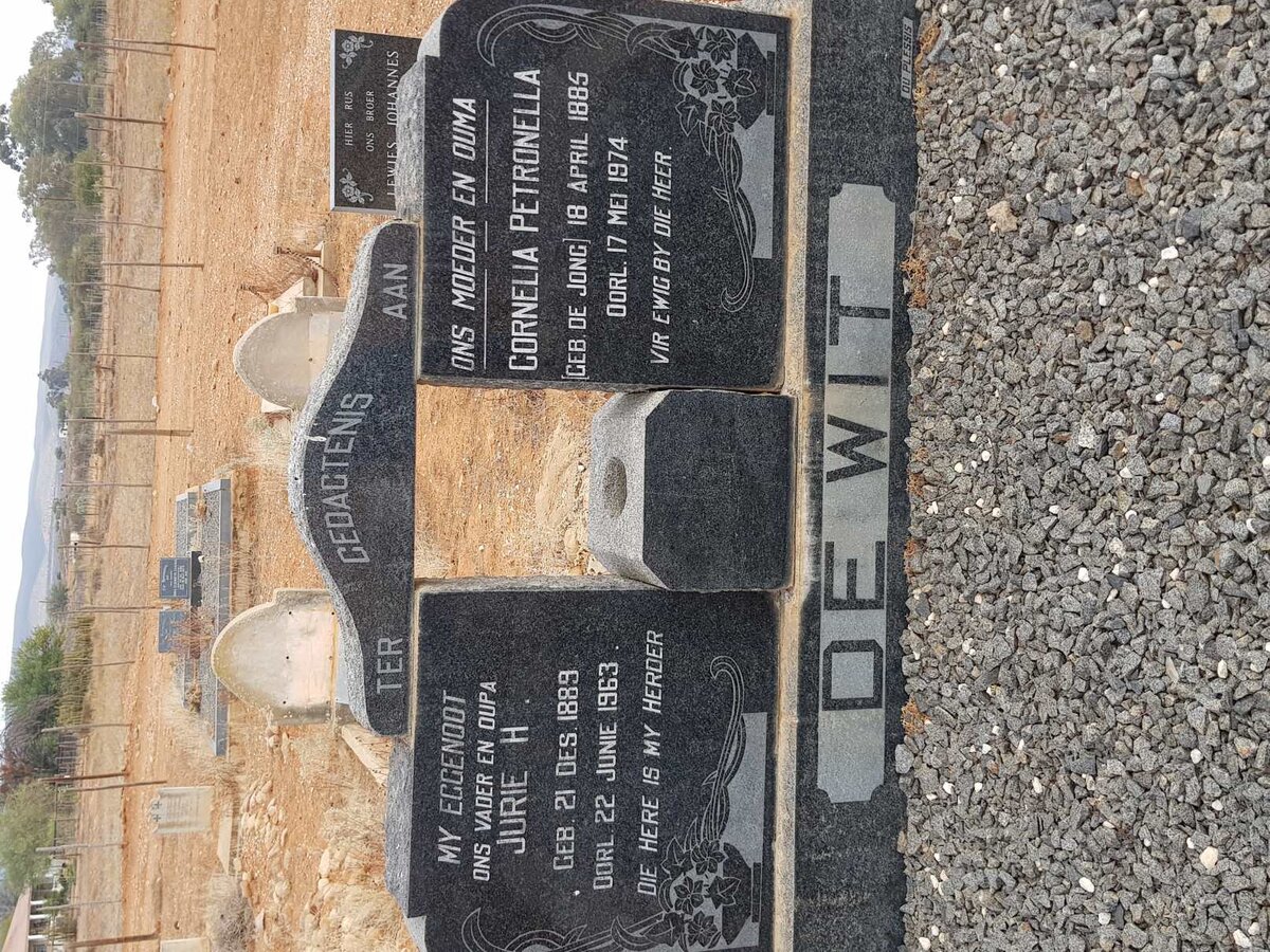 WIT Jurie H., de 1889-1963 &amp; Cornelia Petronella DE JONG 1885-1974