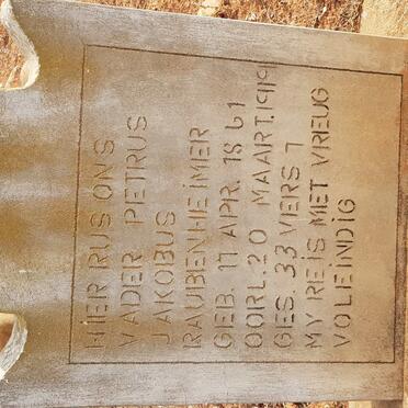 RAUBENHEIMER Petrus Jakobus 1861-1919