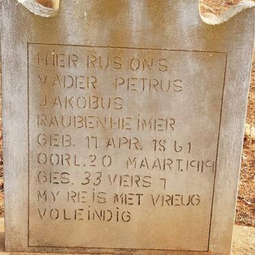 RAUBENHEIMER Petrus Jakobus 1861-1919