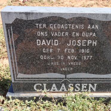 CLAASSEN David Joseph 1916-1977