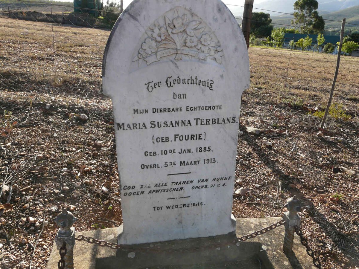 TERBLANS Maria Susanna nee FOURIE 1885-1913