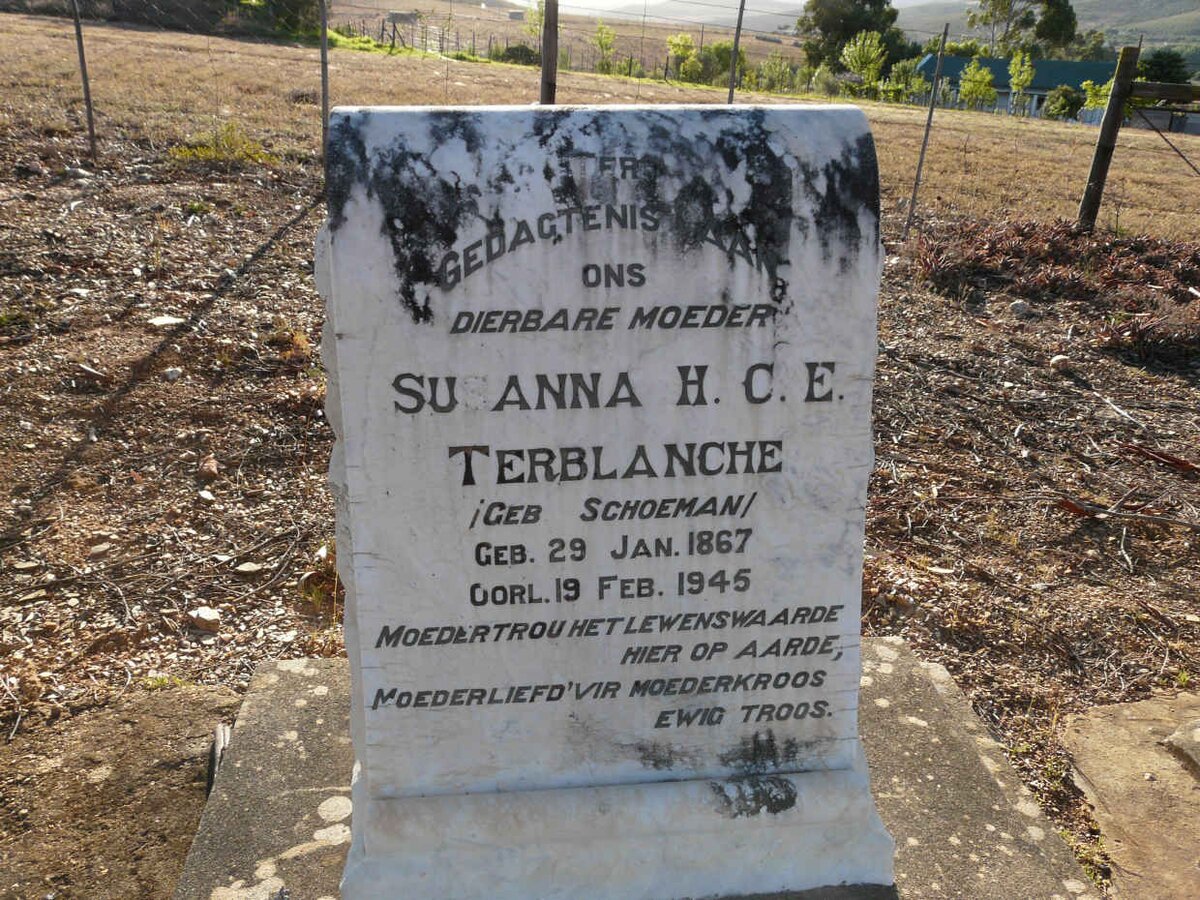 TERBLANCHE Susanna H.C.E. nee SCHOEMAN 1867-1945