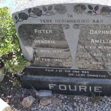 FOURIE Pieter Hendrik 1894-1965 &amp; Daphne Amelia v.d. WESTHUIZEN 1893-1978