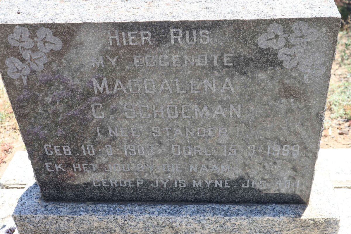 SCHOEMAN Magdalena C. nee STANDER 1903-1969