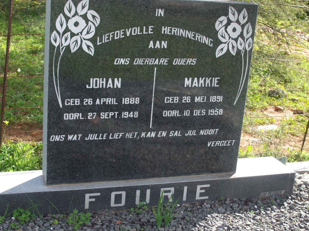 FOURIE Johan 1888-1948 &amp; Makkie 1891-1958